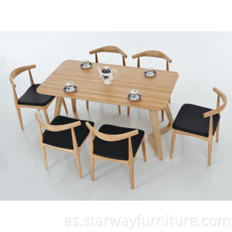 Mesa de rectángulo de madera maciza de estilo nórdico Mesa de ceniza simple moderna Mesa de comedor del hogar